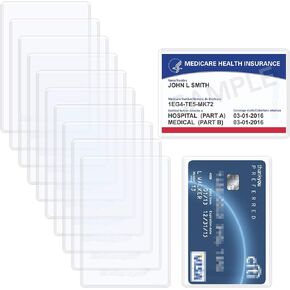 Wisdompro 10 Pack New Medicare Card Holder Protector Sleeves, 6 Mil Soft and Flexible Clear PVC Wallet Size Slot for Social Security Card, Insurance Card, Credit Card, Debit Card, Driver's License