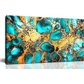 LAOTOART Abstract Canvas Wall-Art for Living Room - Teal Wall Art bedroom - Modern Abstract Artwork Ready to Hang Size 20" x 40"