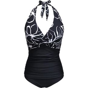 bslingerie Women 1950S Retro Vintage Push Up Monokini One Piece Swimsuit