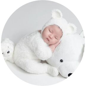 Honra Orraphtstu Baby Photoshoots Props Newborn Photography Outfits Boys Girls Photo Posing Footed Romper Bonnet in Kuwait
