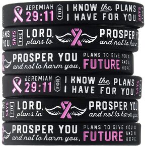 Inkstone Jeremiah 29:11 Breast Cancer Awareness Pink Ribbon Faith Bracelets Inspirational Support Wristbands for Breast Cancer Survivors