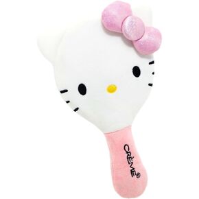 The Crème Shop X Hello Kitty Limited Edition Plush Portable Mirror - Genuine Sanrio - Soft Plush Covering - Glass Mirror - Embroidered Features - Sparkly Pink Bow - Ideal for Hello Kitty Lovers