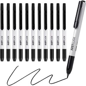 carrotez Retractable Markers, Fine Tip Permanent Markers, Retractable Permanent Marker Fine Tip, Black Color - 12 Count