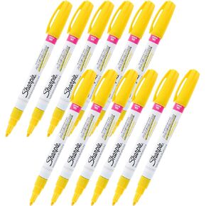 Sharpie Oil-Based Paint Marker, Fine Point, Yellow Ink, Pack of 12