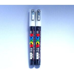 Uni Posca Paint Marker PC-3M White, 2 pens per Pack (Japan Import) [Komainu-Dou Original Package]