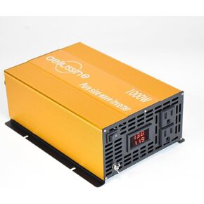 1000W Pure Sine Wave Inverter-12V DC to 110V 120V AC Power Converter with 2 AC Outlets, 12 Volt Power Inverter for Truck, Rv, Camping, Home, Emergency Power