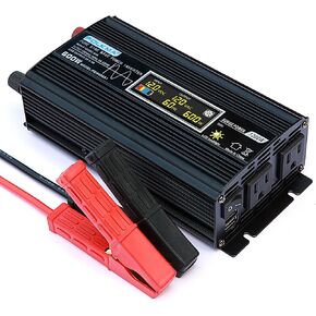 600W Pure Sine Wave Power Inverter 1200W Surge DC12V to 110V AC Car Inverter with LCD Display