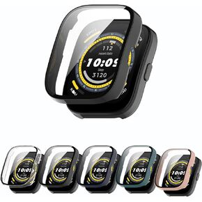 [5-Pack] Screen Protector Case with Tempered Glass Compitible with Amafit Bip 5 Smartwatch, Hard PC Case Screen Protector Cover Bumper Accessories for Women Men