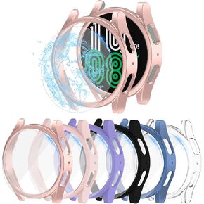 [8+8 Pack] Samsung Galaxy Watch 5/4 40mm Screen Protector and Case Set,Anti-Fog Anti-Scratch Tempered Glass Protective Film and Hard PC Bumper