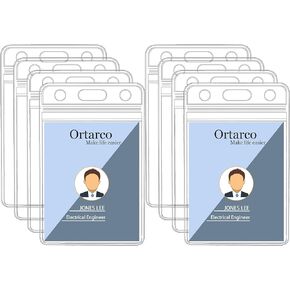 Ortarco 8 Pack حامل شارات الهوية، حامل بطاقات الهوية PVC الشفاف مقاوم للماء للمكتب والمدرسة 2.6 3.55 بوصة داخلي in Kuwait