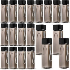 Mifoci 20 Pieces Water Bottle Bulk 17 oz Plastic Water Bottles Bulk Gym Sports Adults Reusable Large Water Bottles for Outdoor Fitness(Black,Rectangle)
