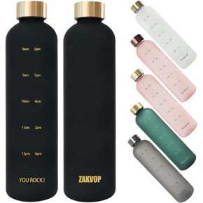 32oz Water Bottle with Times to Drink, Lightweight Motivational Water Bottle with Time Marker, BPA Free Reusable with Hydrating Reminder for Gym Fitness Workout Travel