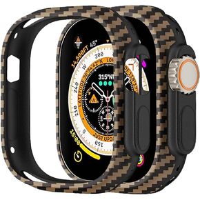Case Compatible with Apple Watch Ultra 49mm,TPU and Aramid Fiber Shockproof Bumper Case,Shockproof Cover with Button,Slim Bumper Protective Cover for iWatch 49mm (Black and Orange)