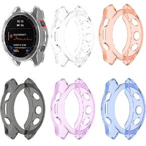 FitTurn [5Pack] Clear Style Screen Protector Case Compatible with Fenix 7,Fenix 7S, Fenix 7X,Epix Gen 2 GPS Watch Coloful Screen Protector Case Cover TPU Shockproof Case Guard Thin Bumper Shell
