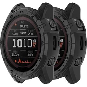 متوافق مع جراب Garmin Tactix 7 AMOLED، جراب متين للحماية العسكرية من مادة TPU المقاومة للخدش لملحقات الساعة الذكية Garmin Tactix 7 AMOLED (أسود وأخضر)