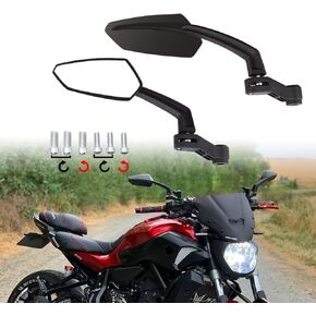 DREAMIZER Universal 8mm 10mm Motorcycle Rearview Side Mirrors Black for Street Bikes Sport Bikes Chopper Cruiser Scooter - Black