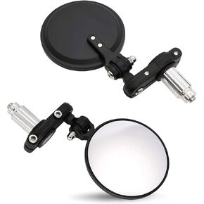 Bar End Mirrors for Motorcycle,3 Inch Round Folding Handlebar Side Mirror 7/8 Standard Hollow Compatible with Honda, Scooter, Suzuki, Yamaha, Kawasaki and More.