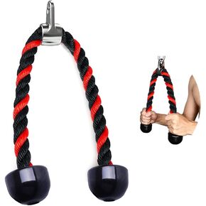 tchrules Universal Tricep Rope Pull Down, 27 Inch Heavy Duty Rope Length, Easy to Grip & Non Slip Cable Workout Exercise Machine Attachment, Suitable for Professional Gyms