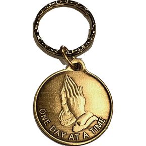 Praying Hands Serenity Prayer 33mm Key Chain Tag Keychain Keytag Bronze AA Alcoholics Anonymous NA Recovery Sobriety Gift