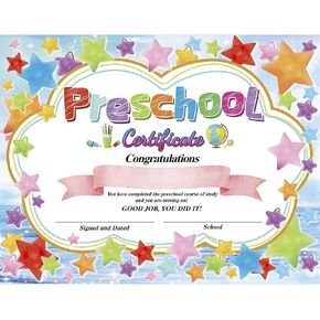 Preschool Certificate Kindergarten Diploma Star Reward 8.5" X 11" Pack of 30