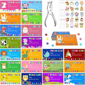 200PCS Punch Cards for Classroom Rewards Punch Card for Students with 200 PCS Cute Reward Stickers for Teachers Home Behavior Incentive Awards School Loyalty Cards for Business