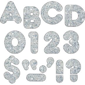 TREND ENTERPRISES Silver Sparkle 4" Casual UC Ready Letters, T-1613
