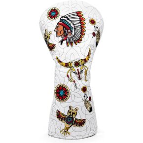 Golf Club Head Cover for Drivers, Fairway Woods, Hybrids, and Mallet Putter Cover Funny Style Premium Leather Elegant Embroidery with Interchangeable No. Tags