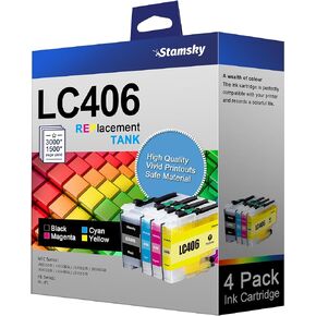 LC406 Ink Cartridges for Brother Printer for Brother LC406 Ink Cartridges LC406XL LC 406 XL Compatible with Brother MFC-J4535DW MFC-J4335DW MFC-J5855DW MFC-J6555DW MFC-J6955DW Printer, 4 Pack