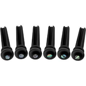 SAVITA 6pcs Ebony Guitar Bridge Pins, Acoustic Guitar Bridge Pegs for 6 and 12 Strings Replacement Parts Guitar String Pins with Small Abalone Shell Dots(Black)