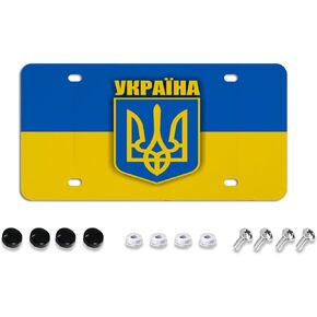 Ukraine Flag License Plate Cover Aluminum Novelty Car Tag Vanity Auto Plate ,6 x 12 (Ukrainian) 12x6 inch