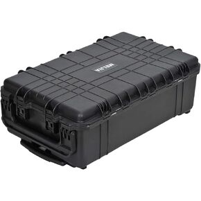 MEIJIA Portable Rolling Waterproof Protective Hard Case,Compact Camera Case With Wheels And Retractable Pull Handle,Customizable Fit Foam Inserted, Elegant Black,31.65inch x 19.37inch x 11.02inch