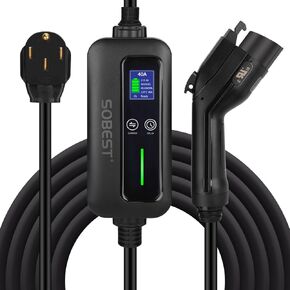 Level 2 EV Charger (40 Amp, 110-240 Volt, 16.5ft Cable) Indoor/Outdoor Portable EV Electric Vehicle Charger, Plug-in Home EV Charging Station, General Purpose EV Charging in Saudi Arabia