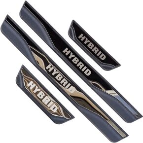 Stainless Door Sill Protector Kick Plate Entry Guard Kit for Honda Accord Hybrid 2023 Interior Accessory (Black Hybrid Text)