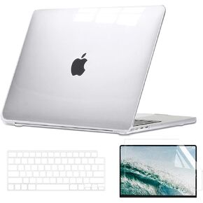 MacBook Air 13.6 inch Case Clear A3123 M3 A2681 M2 Chip 2022 2023 2024, Transparent Plastic Laptop Hard Shell Case with Keybord Cover & Screen Protector Compatible for MacBook Air 13.6