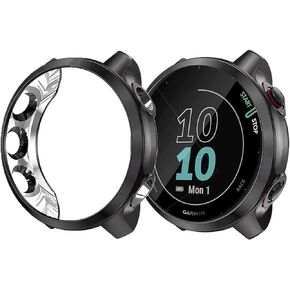 Compatible with Garmin Forerunner 55 Case, Lamshaw Silicone Protective Case Cover Compatible for Garmin Forerunner 55 Smart Watch (3 Pack-Clear+Black+Rose Gold)
