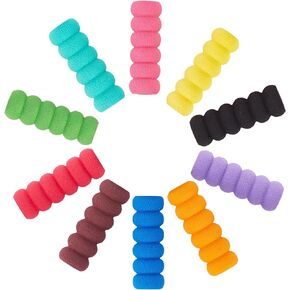 GORGECRAFT 60PCS 10 Colors Foam Pencil Cushion Grips Painting Writing Drill Pen Grippers Writing Aid Comfort Soft Pen Grips Point Drill Pen Sleeve Posture Correction Tool for Adults Handwriting