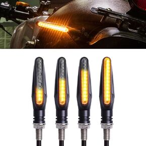 4 PCS LED Motorcycle Brake Lights, Motorcycle Indicators Flowing Turn, Motorcycle Turn Signals, Daytime Running Lights, for Motorcycle, Dirt Bike Motorbike (Yellow)