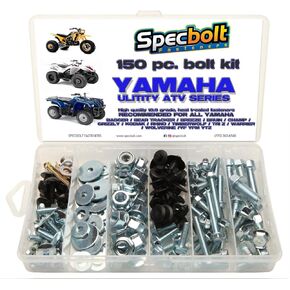 150pc Specbolt Bolt Kit for Yamaha Utility ATV Including All Grizzly Warrior Wolverine Big Bear Tracker Breeze Timberwolf Rhino YFM YTZ for Maintenance & Restoration Using Spec Fasteners for Quads