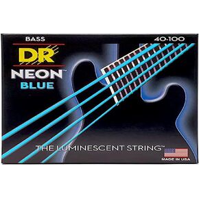 DR Strings NBB40 40-100 Lite Set Handmade Neon Hi-Def Blue Coated Bass Strings