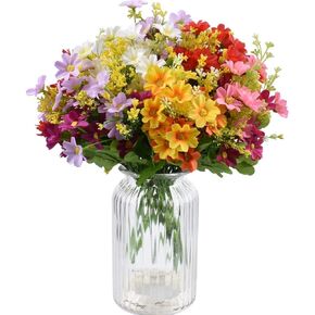 XONOR 10 Bouquets Artificial Flowers Fake Silk Daisy Plants for Indoor Home Wedding Party Decoration, Assorted Colors Daisy for Spring Summer Decoration