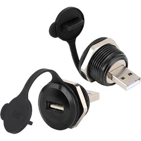 PENGLIN 2PCS USB2.0 Male to Female Panel Mount Connector, USB 2.0 Plug to Socket Pass Through Connector Converter High-Speed Data Transfer