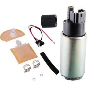 New 255LPH High Flow Intank Electric Fuel Pump with Strainer/Filter + Rubber Gasket/Hose + Stainless Steel Clamps + Universal Connector Wiring Harness MCP-203A