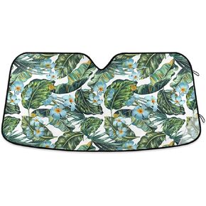 Sugar Skulls Flower Car Windshield Sun Shade Day of The Dead Vinatge Foldable UV Ray Sun Visor Protector Sunshade to Keep Your Vehicle Cool (55" x 27.6")