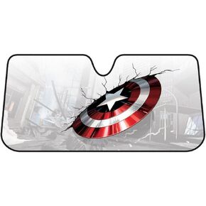 Plasticolor 003756R01 Captain America Marvel Broken Shield Accordion Bubble Sunshade