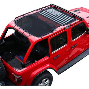 Sunshade for 2018-2023 Jeep Wrangler JL JLU 2 Door 4 Door Front Mesh Sun Shade JL Sunshade Bikini Soft Top Roof Cover Net Accessories, Blocks UV, Wind, Noise, Black