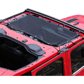 Sunshade for 2018-2023 Jeep Wrangler JL JLU 2 Door 4 Door Front Mesh Sun Shade JL Sunshade Bikini Soft Top Roof Cover Net Accessories, Blocks UV, Wind, Noise, Black