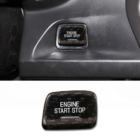 Compatible with Engine Start Stop Button Cover Keyless One Click Push Start Button Trim Sticker for Chevrolet Camaro 2014-2023,Real Carbon Fiber(Black)