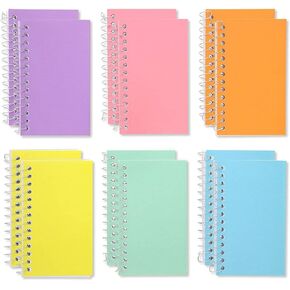 12-Pack Small Spiral Notebook 3x5, 80 Sheets Per Notepad, College Ruled Lined Paper for Office Supplies, Classroom Notes, Students, Teachers, Nurses (6 Pastel Colors)