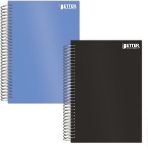 Better Office Products 1 Subject Spiral Notebook, 2 Pack, Personal Small Notebooks, Poly Covers, 7 x 4.375 inch, College Rule, 100 Sheet Mini Notebooks, Black and Blue Covers