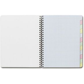 Clairefontaine Wirebound Notebook - Graph w/12 tabs 60 sheets - 6 3/4 x 8 3/4 - Sold Individually ( Assorted Cover Color Chosen at Random)